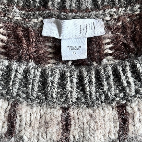 J. Jill Cabincore Gray Fair Isle Pullover Cozy Knit Sweater Size S - Picture 12 of 13